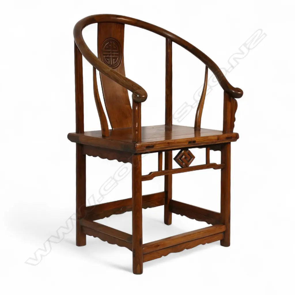 A Chinese 19thC Qing dynasty horseshoe armchair, Image 1++